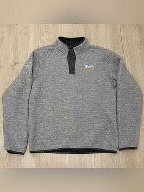 Marine Layer AWS Amazon Snap Pullover Sweatshirt Mens Large L Quilted Grey Swag